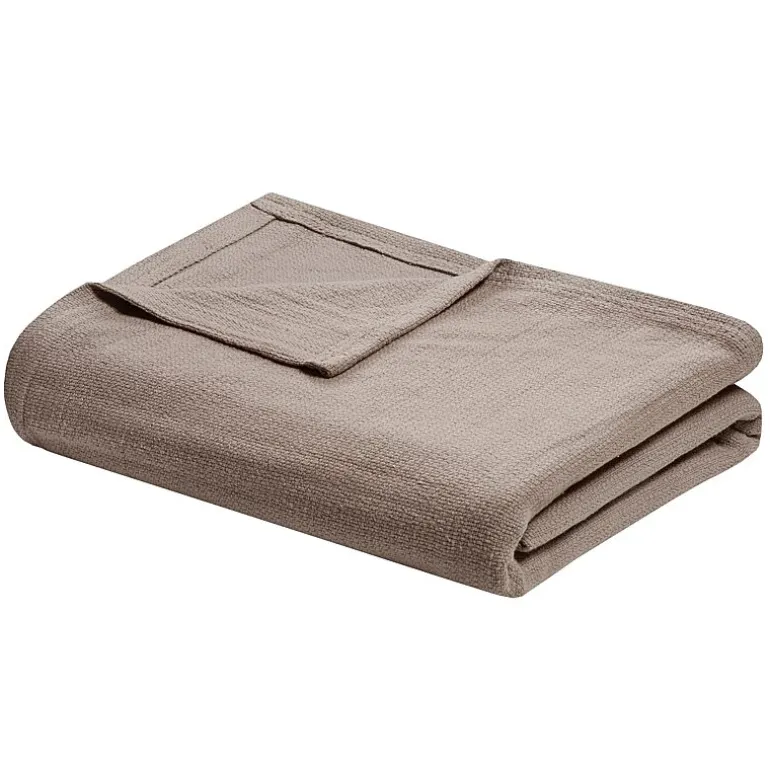 Madison Park Freshspun Basketweave 100% Cotton Blanket