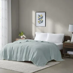 Madison Park Freshspun Basketweave 100% Cotton Blanket