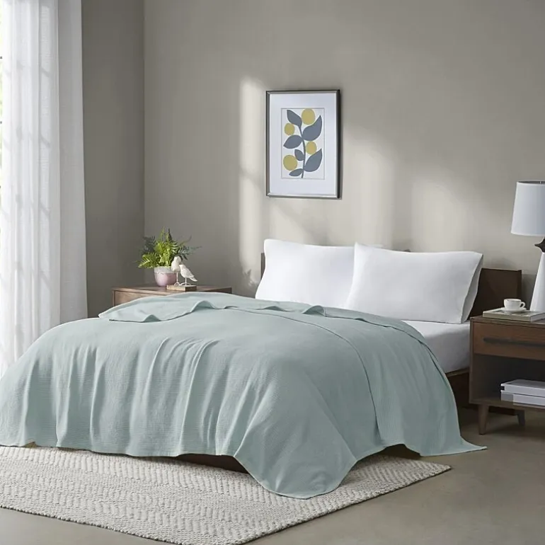 Madison Park Freshspun Basketweave 100% Cotton Blanket