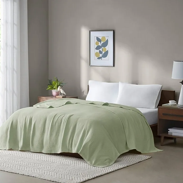 Madison Park Freshspun Basketweave 100% Cotton Blanket