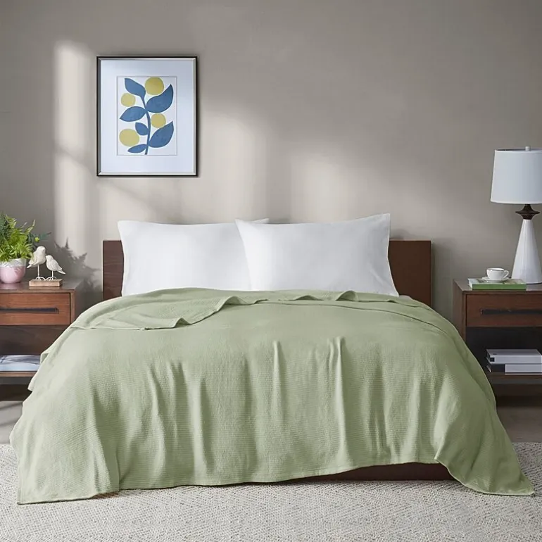 Madison Park Freshspun Basketweave 100% Cotton Blanket