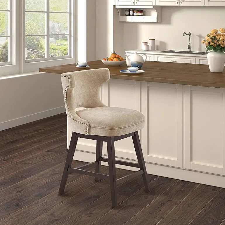 Madison Park Janet Counter Height Upholstered Swivel Bar Stool