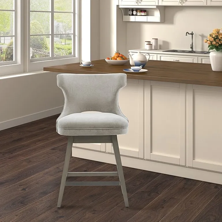 Madison Park Janet Counter Height Upholstered Swivel Bar Stool