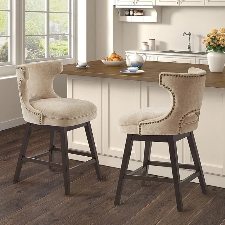 Madison Park Janet Counter Height Upholstered Swivel Bar Stool