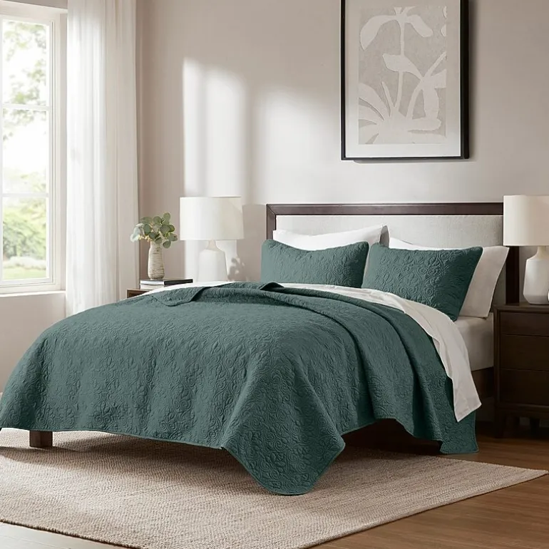 Madison Park Mansfield Antimicrobial Treated Reversible Quilt Set
