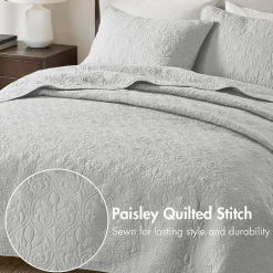 Madison Park Mansfield Antimicrobial Treated Reversible Quilt Set