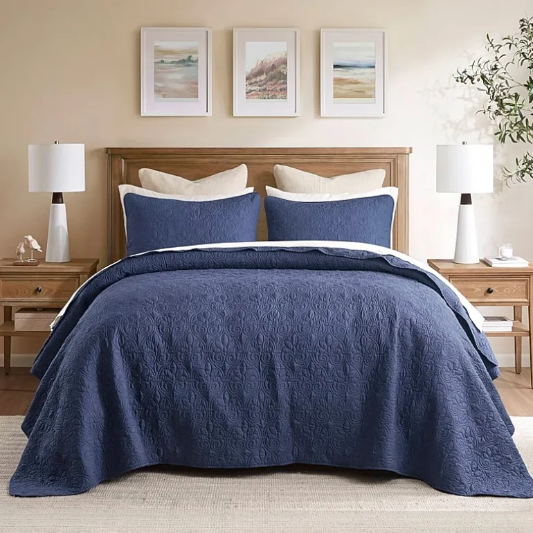 Madison Park Mansfield Oversized Antimicrobial Treated 3pc Bedspread Set