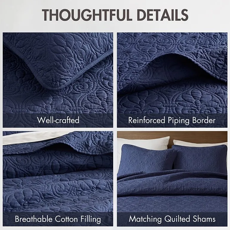 Madison Park Mansfield Oversized Antimicrobial Treated 3pc Bedspread Set