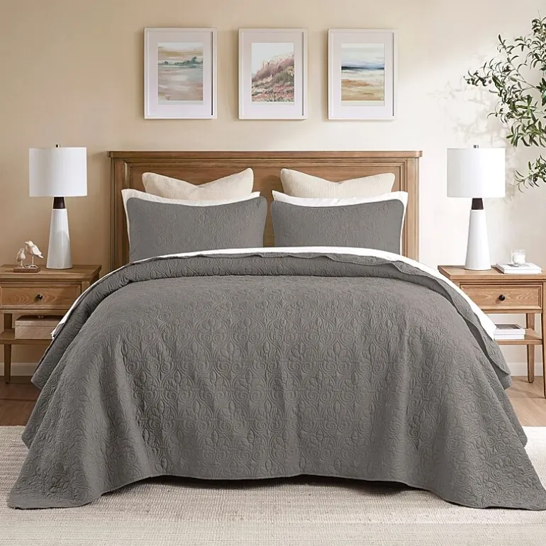 Madison Park Mansfield Oversized Antimicrobial Treated 3pc Bedspread Set