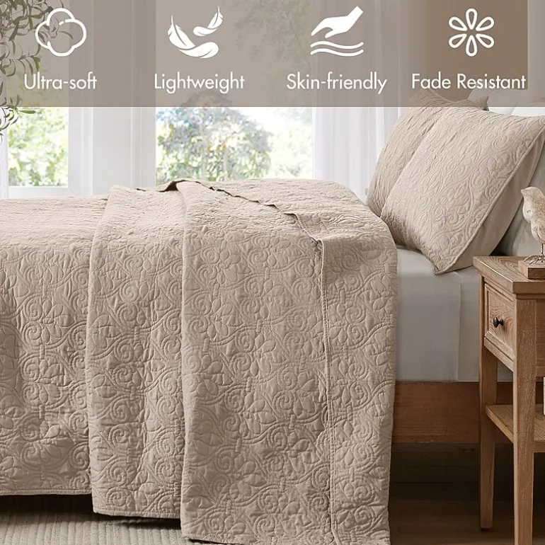 Madison Park Mansfield Oversized Antimicrobial Treated 3pc Bedspread Set