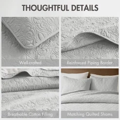 Madison Park Mansfield Oversized Antimicrobial Treated 3pc Bedspread Set