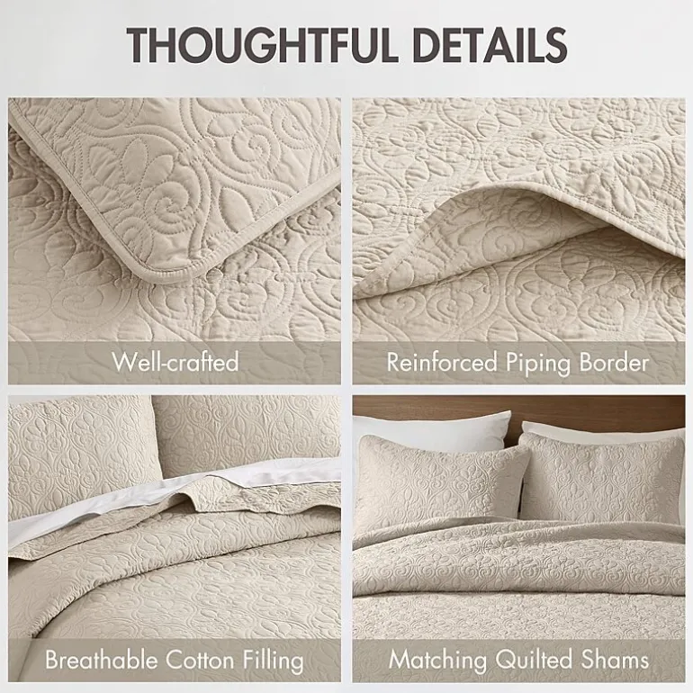 Madison Park Mansfield Oversized Antimicrobial Treated 3pc Bedspread Set