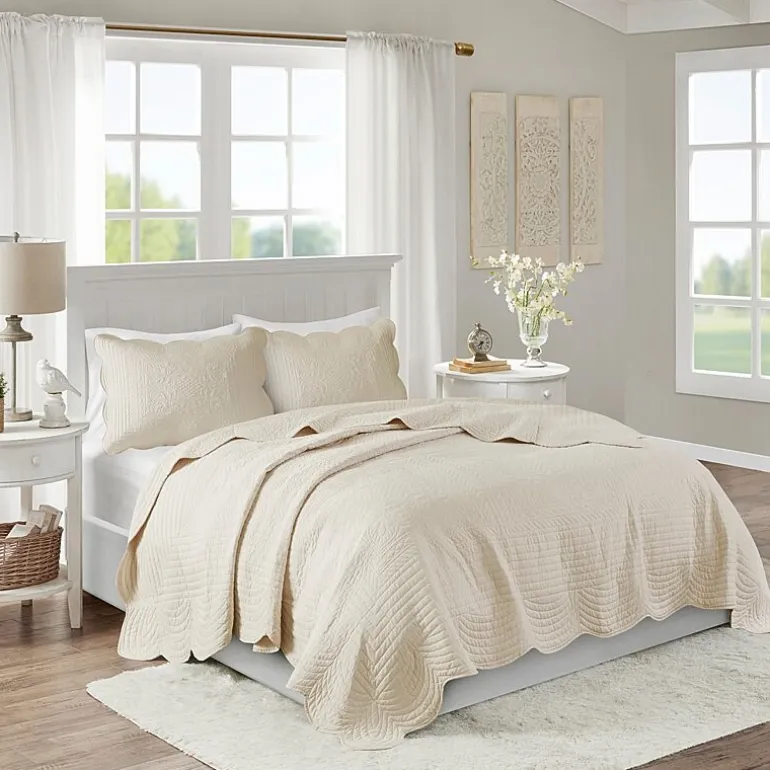 Madison Park Marino 3-Pc Reversible Scalloped Edge Quilt Set