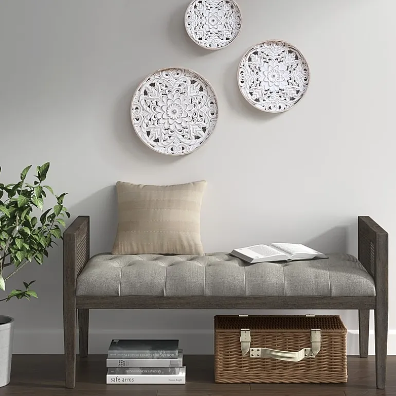 Madison Park Medallion White Floral Carved Wood 3-pc. Framed Wall Art Set
