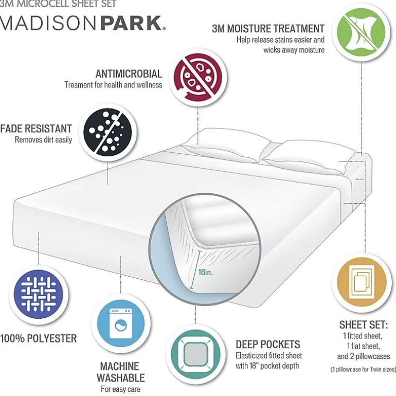 Madison Park 3M Moisture Management Deep Pocket Sheet Set
