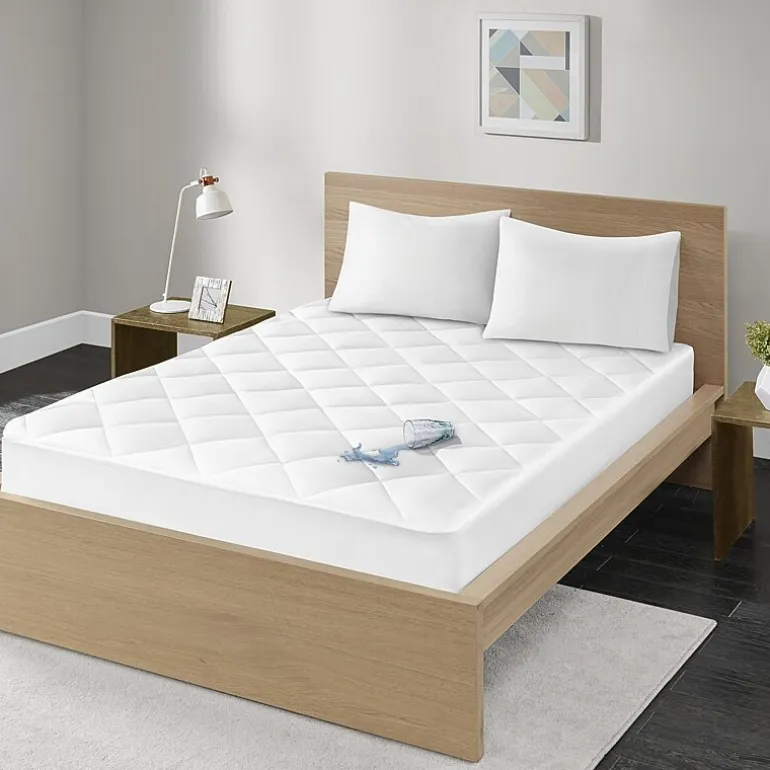 Madison Park Quiet Nights 100% Cotton Sateen Waterproof Diamond Quilting Down Alternative Mattress Pad