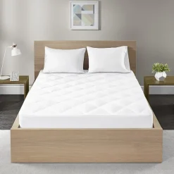 Madison Park Quiet Nights 100% Cotton Sateen Waterproof Diamond Quilting Down Alternative Mattress Pad