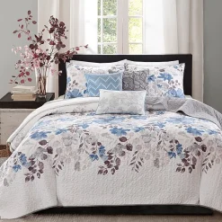 Madison Park Raven 6-Pc Printed Quilt Set With Throw Pillows