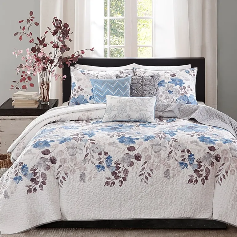 Madison Park Raven 6-Pc Printed Quilt Set With Throw Pillows