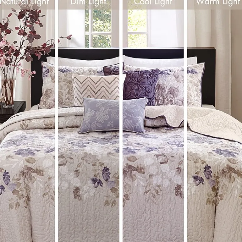 Madison Park Raven 6-Pc Printed Quilt Set With Throw Pillows