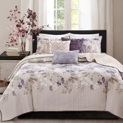 Madison Park Raven 6-Pc Printed Quilt Set With Throw Pillows