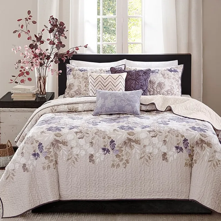 Madison Park Raven 6-Pc Printed Quilt Set With Throw Pillows