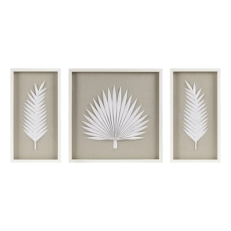 Madison Park Sabal Palm Rice Paper Shadow Box 3-pc. Wall Art Set