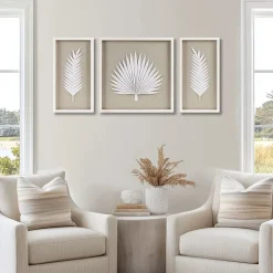 Madison Park Sabal Palm Rice Paper Shadow Box 3-pc. Wall Art Set