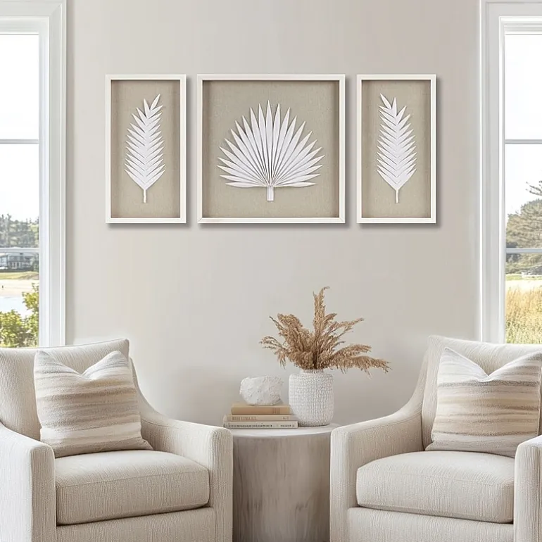 Madison Park Sabal Palm Rice Paper Shadow Box 3-pc. Wall Art Set