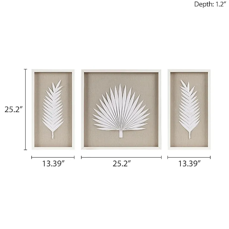 Madison Park Sabal Palm Rice Paper Shadow Box 3-pc. Wall Art Set