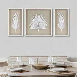 Madison Park Sabal Palm Rice Paper Shadow Box 3-pc. Wall Art Set