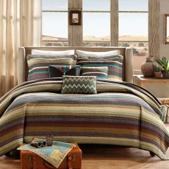 Madison Park Sequoia Reversible Quilt Set With Throw Pillows