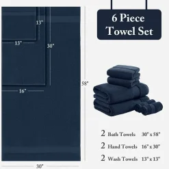 Madison Park Signature Turkish Oversized Cotton Solid 6-pc. Solid Bath Towel Set
