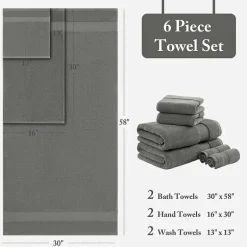 Madison Park Signature Turkish Oversized Cotton Solid 6-pc. Solid Bath Towel Set