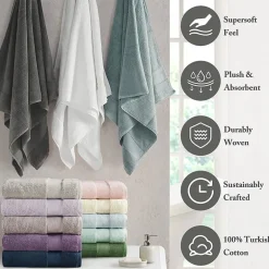 Madison Park Signature Turkish Oversized Cotton Solid 6-pc. Solid Bath Towel Set