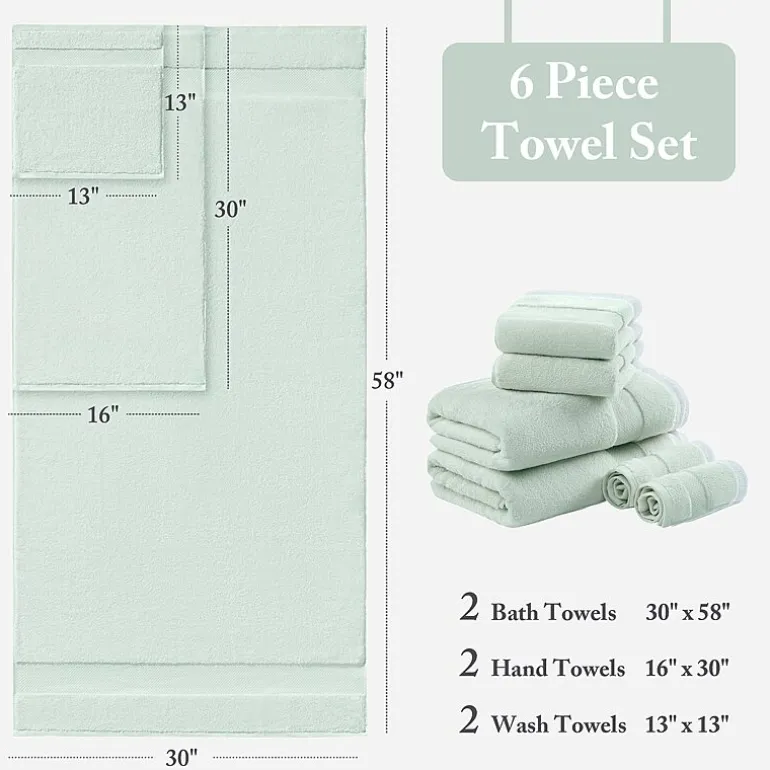 Madison Park Signature Turkish Oversized Cotton Solid 6-pc. Solid Bath Towel Set
