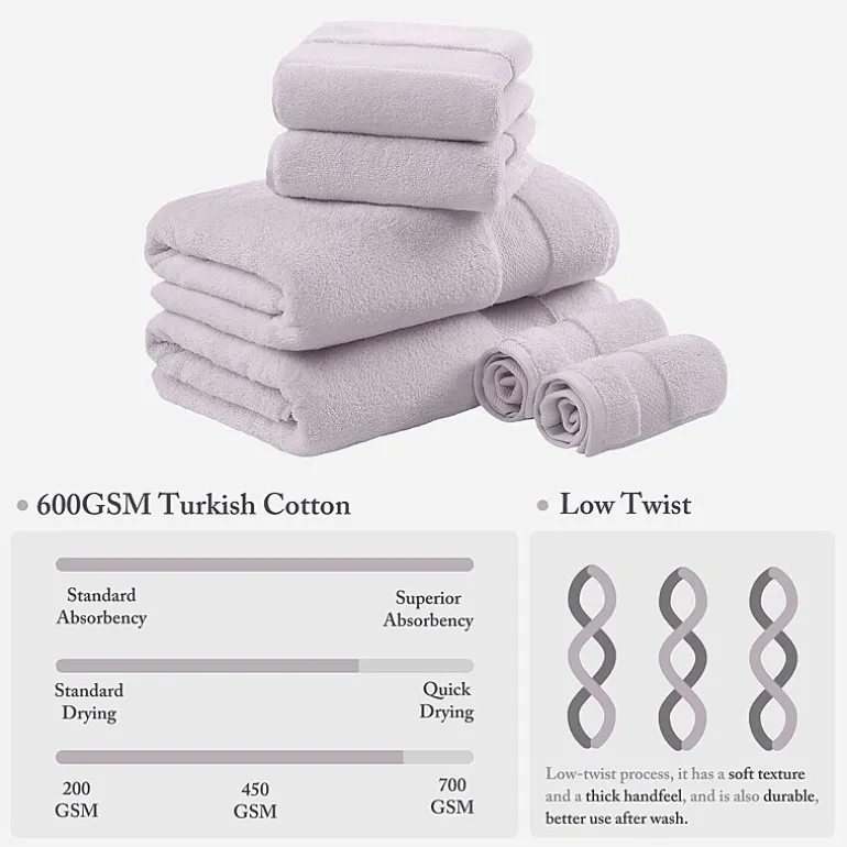 Madison Park Signature Turkish Oversized Cotton Solid 6-pc. Solid Bath Towel Set