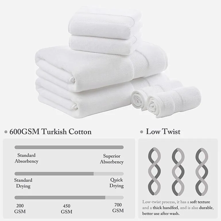 Madison Park Signature Turkish Oversized Cotton Solid 6-pc. Solid Bath Towel Set
