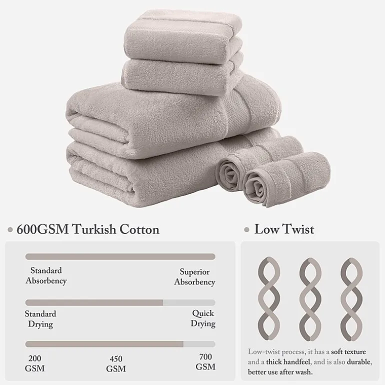 Madison Park Signature Turkish Oversized Cotton Solid 6-pc. Solid Bath Towel Set