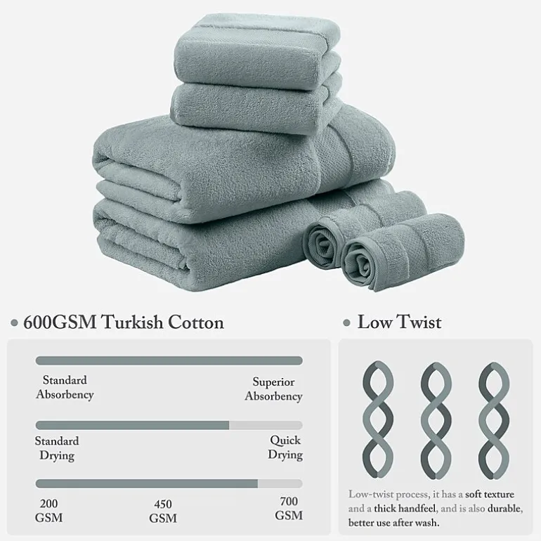 Madison Park Signature Turkish Oversized Cotton Solid 6-pc. Solid Bath Towel Set