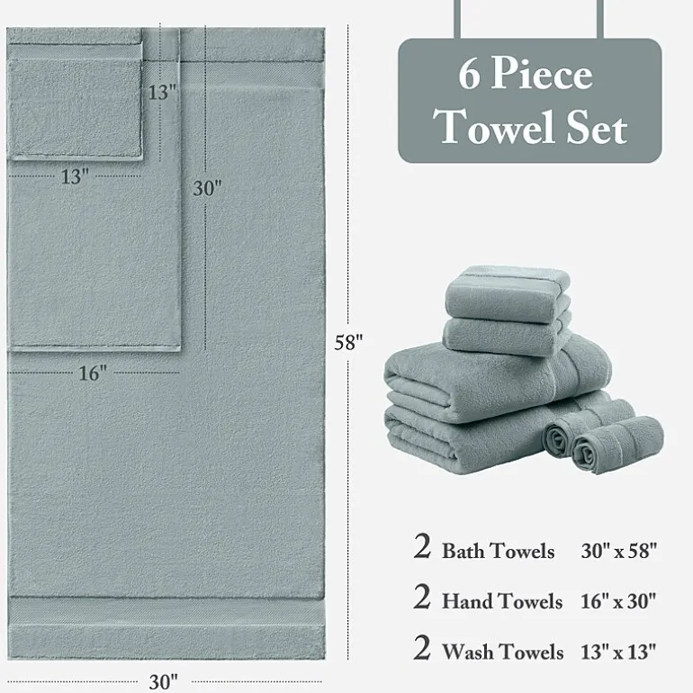 Madison Park Signature Turkish Oversized Cotton Solid 6-pc. Solid Bath Towel Set