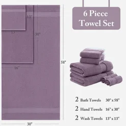 Madison Park Signature Turkish Oversized Cotton Solid 6-pc. Solid Bath Towel Set