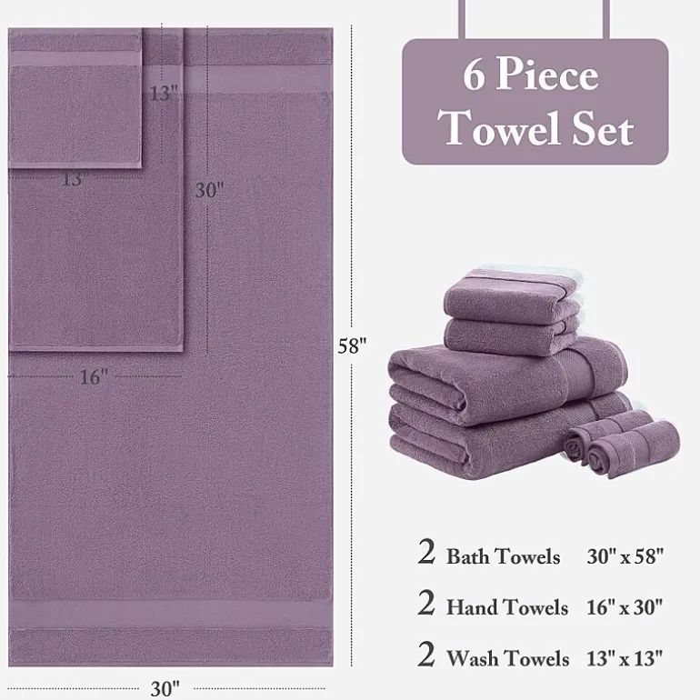 Madison Park Signature Turkish Oversized Cotton Solid 6-pc. Solid Bath Towel Set