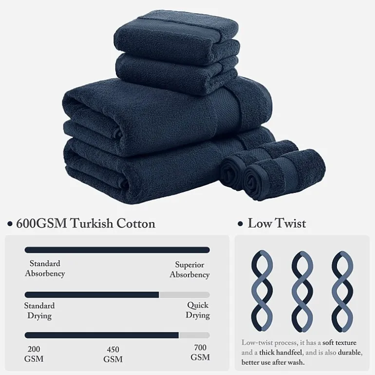 Madison Park Signature Turkish Oversized Cotton Solid 6-pc. Solid Bath Towel Set