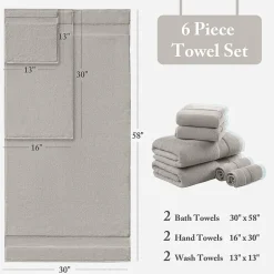 Madison Park Signature Turkish Oversized Cotton Solid 6-pc. Solid Bath Towel Set
