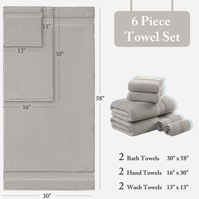 Madison Park Signature Turkish Oversized Cotton Solid 6-pc. Solid Bath Towel Set