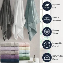 Madison Park Signature Turkish Oversized Cotton Solid 6-pc. Solid Bath Towel Set
