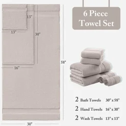 Madison Park Signature Turkish Oversized Cotton Solid 6-pc. Solid Bath Towel Set