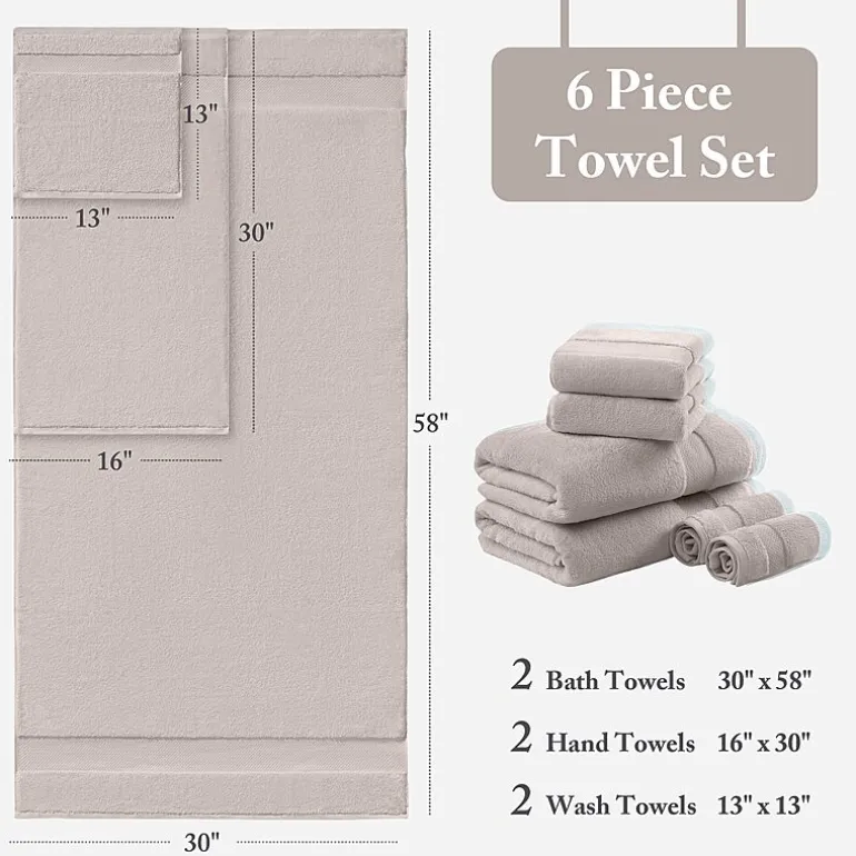 Madison Park Signature Turkish Oversized Cotton Solid 6-pc. Solid Bath Towel Set
