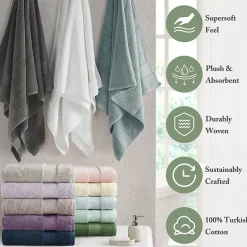 Madison Park Signature Turkish Oversized Cotton Solid 6-pc. Solid Bath Towel Set